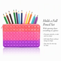 Trousse à crayons en silicone Pop It, pochettes de papeterie, sac à stylos à fermeture éclair, fournitures scolaires, jouets anti-stress pour enfants et étudiants