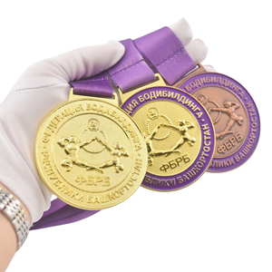 Fabricante de alta calidad personalizado lindo hermoso chapado en oro medalla Mongolia MDFBF Hanan Fitness 3D MEDALLA DE Metal con cinta - Product Image 5