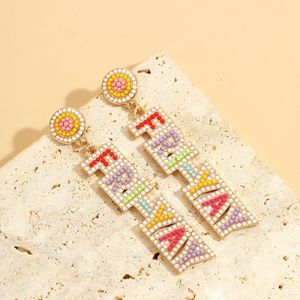 Pendientes de cuentas de arroz tejidos a mano, coloridos regalos bohemios para la escuela, graduados y profesores - Product Image 2