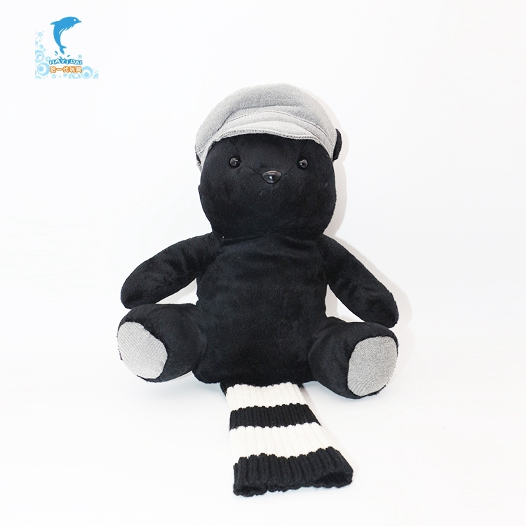 En gros Dessin Animé ours noir marionnette à main avec Enfants Encyclopédie Multifonction personnalisation