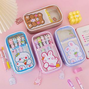 Estuche para Lápices con Cremallera y Diseño de Animales de Dibujos Animados Personalizado, Tela Translúcida, Caja de Almacenamiento de Papelería para Oficina y Escuela, Diseño Personalizable - Product Image 3