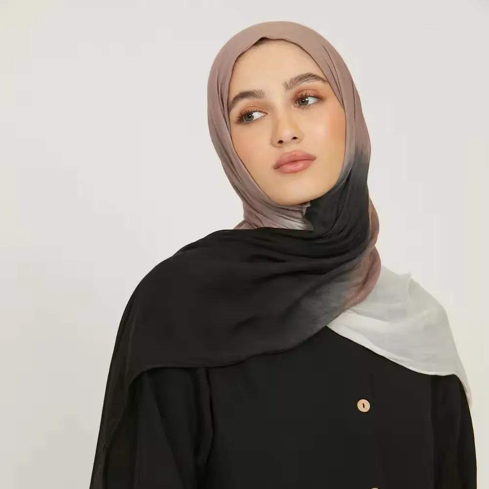 Gradiënt Ombre Modale Hijab Print Rayon Viscoses Wovem Hijab Sjaal Katoenen Viscose Katoen Modal Print Sjaal Sjaal Hijab Sjaal