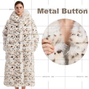 Winter Women Full Length Faux <b>Fur</b> Coat Snow Leopard Spotted Print Oversized Notched Collar Long Plush Faux <b>Fur</b> Maxi Overcoat - Product Image 3
