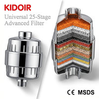 Filtre de douche universel Kidoir 15, 20, 25 étapes pour eau dure, certifié CE MSDS, système de purification d'eau chromé noir en gros