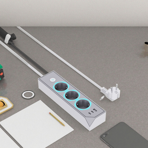 Sáng Tạo Pd 25W Loại C <span class=keywords><strong>USB</strong></span> Châu Âu Power Strip Home Chuyển Đổi Ánh Sáng Vòng Chiếu Sáng Khi Cắm Là Chèn Kc EU Tiêu Chuẩn 16A - Product Image 2