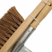 Ensemble de balayage de sol 2 pièces : mini balayette et pelle à pain de coco en bois pour usage intérieur et jardin