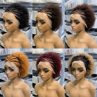 Perruque en cheveux humains 13x4 Full Lace, Perruque Afro Kinky Curly couleur 99J, Cheveux bouclés pour tresses pour femmes
