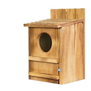 Casetta per Uccelli in Legno a Forma di Gufo, Leggera e Artigianale - Mangiatoia Grande per Uccelli da Esterno/Interno con Ingresso |   Casetta per Uccelli Resistente alle Intemperie per Giardino - Product Image 3