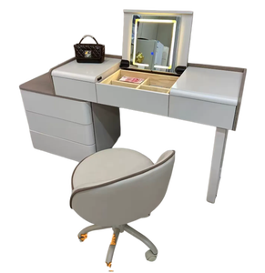 Table de toilette de luxe moderne et minimaliste <span class=keywords><strong>avec</strong></span> panneau LED haut de gamme et rangement intégré pour chambre à coucher - Product Image 2