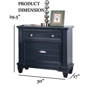 Transitional Style Nightstand <b>Slate</b> Blue Finish Nickel Knobs Bedroom Furniture - Product Image 3