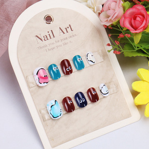 สติกเกอร์ติดเล็บปลอมสำหรับเด็กผู้หญิง24ชิ้นลายการ์ตูนน่ารักสีสันสดใสถอดออกได้ - Product Image 2