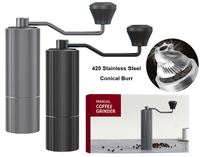Moulin à café manuel portable en promotion avec support antidérapant vertical, personnalisable sans minimum de commande