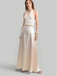 Falda satinada de estilo europeo y americano, otoño 2026, falda larga recta y holgada, ropa de mujer - Product Image 3