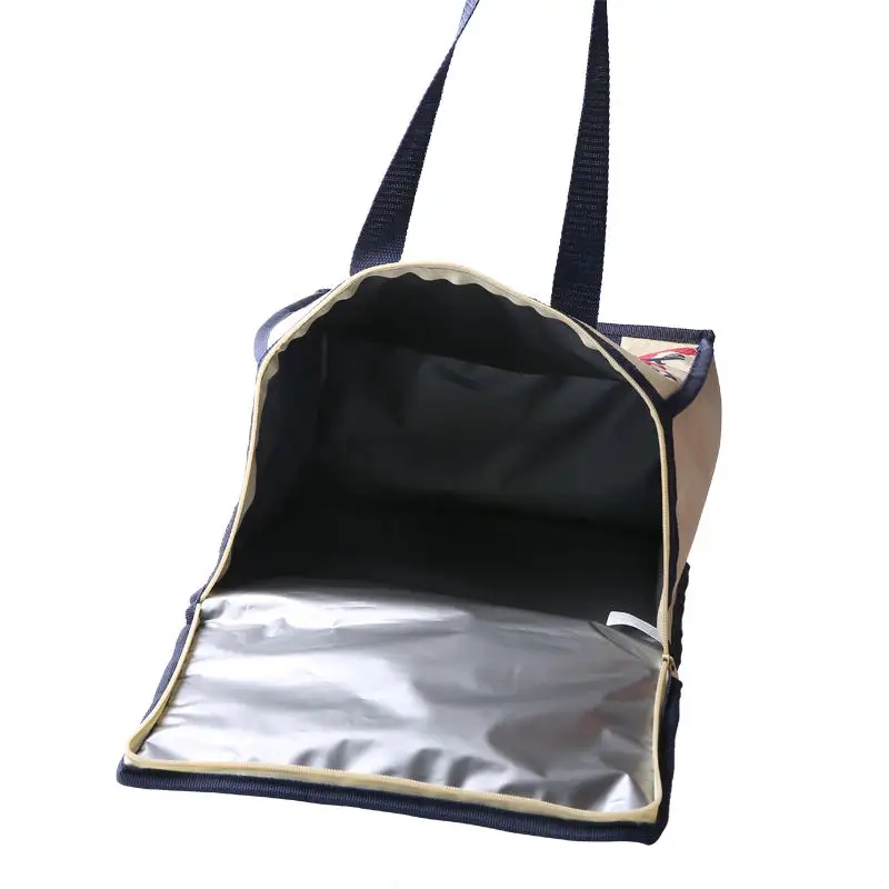 Custom design printed zippered canvas tote cooler bag for picnic