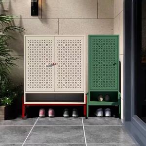 Armoire à chaussures <span class=keywords><strong>murale</strong></span> à 2 portes en acier, fine vitrine en métal, étagère à chaussures pour salon, sous-sol, chambre, placard <span class=keywords><strong>et</strong></span> couloir, vente en gros - Product Image 6