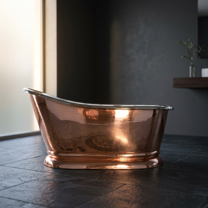 Baignoire ovale autoportante de luxe en cuivre écologique pour adultes - Artisanat indien pour salle de bain de villa - Product Image 1