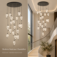 Luminaire suspendu moderne de luxe pour escalier, grand escalier, hall de duplex, entrée de villa, hall d'hôtel, plafond haut, design élégant et chaleureux