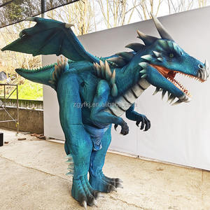 Gambe nascoste a grandezza naturale Animatronic Costume da drago film oggetti di scena realistici che camminano modello di drago blu - Product Image 3