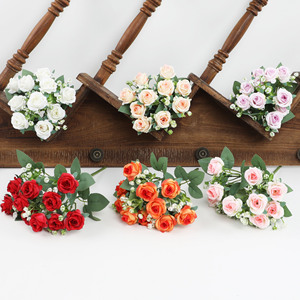 Mini Faux Rose Artificielle Bouquet De Fleurs De Soie Bush Pour DIY Arrangement De Fête À La Maison - Product Image 5