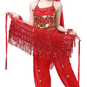 Halloween belly dance performance clothing sequins tassel hip scarf beads waist chain sequins tassel dance performance waist sca