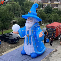 Mascotte gonflable géante personnalisée de personnage de dessin animé, Sorcier bleu étoilé, Vieil homme magicien avec boule de cristal pour décoration à thème Halloween