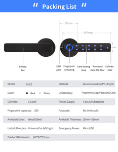 Hiệu Suất Cao Không Dây Điện Xử Lý Khóa Tuya Nhà Thông Minh Khóa Cửa Sinh Trắc Học Khóa Vân Tay Cho Cửa Trượt Bằng Gỗ - Product Image 5