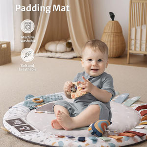 Maibeibi เสื่อสำหรับเล่นยิมสำหรับเด็ก5โซนเสื่อสำหรับออกกำลังหน้าท้องทำจากไม้พร้อมด้วยของเล่นฝึกประสาทสัมผัส<span class=keywords><strong>6</strong></span>ชิ้นที่ถอดออกได้ - Product Image 6