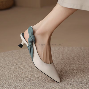 French <b>Small</b> High-Heeled Sandals Retro Women's Professional Single Shoes Sexy Toe Design for Summer Season - Product Image 2