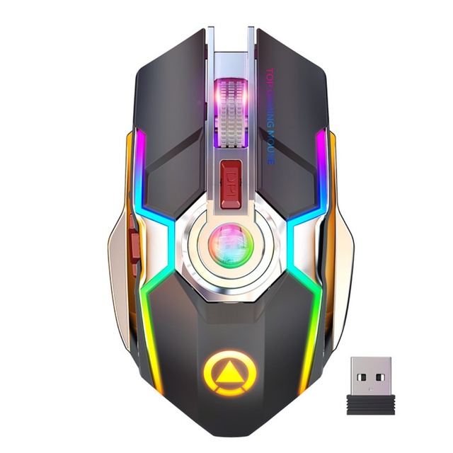 Wireless 2.4G USB Hybrid Gaming Mouse RGB Backlit 7 Buttons Programmable Both-Handed 3D Design Ergonomic Rechargeable Stock