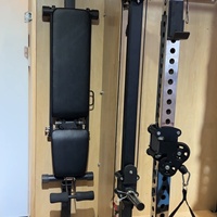 Sistema de Almacenamiento de Fitness Plegable para Gimnasio en Casa, Montado en la Pared, Estilo Crossfit, con Barra de Dominadas y Soporte para Pesas