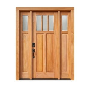 Porte d'entrée principale en bois massif de style artisanal américain, teck, acajou, Sungkai, avec panneaux latéraux - Product Image 1