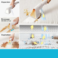 Nettoyeur de tapis et de moquettes Dwafer 2.3L 600W à forte aspiration, léger et facile à utiliser pour la maison, nettoyage humide/sec des canapés et tapis