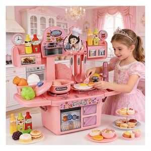 Juego de Cocina Infantil de Juguete, Banco Culinario de Simulación con Estufa, Grifo, Cajones y Utensilios para la Imaginación, la Exploración y el Ocio en Casa - Product Image 4