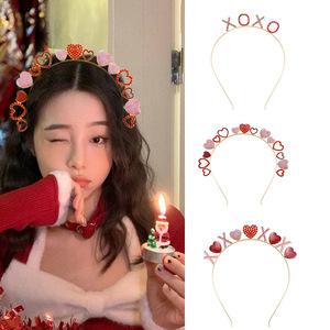 <span class=keywords><strong>Serre</strong></span>-tête DAMAI pour la Saint-Valentin et les mariages, accessoires de décoration, fournitures de fête, <span class=keywords><strong>serre</strong></span>-tête cœur rouge rose XOXO - Product Image 1