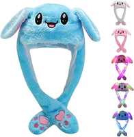 Chapeau de lapin mignon, chapeau de saut avec oreilles mobiles, Animal drôle en peluche, chapeaux pour enfant, cadeau