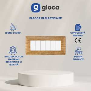 แผงสวิตช์ติดผนัง Gloca 6 ช่อง กรอบพลาสติกสีไม้เข้ม 6 สวิตช์ ดีไซน์ทนทานสำหรับใช้ในบ้าน - Product Image 3