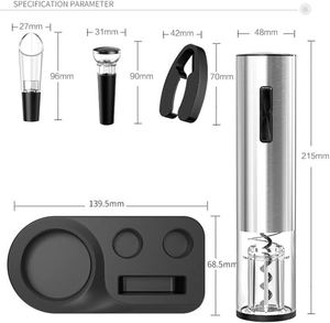 Professional Manufacturer Stainless Steel Lithium Rechargeable Electric Corkscrew Wine Bottle <b>Opener</b> Set Opening Pouring - Product Image 6