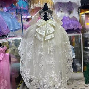 Vestido de baile blanco, vestidos de niña de flores, vestido de quinceañera de encaje personalizado para niña pequeña, vestidos de cumpleaños para desfile de primera comunión - Product Image 2