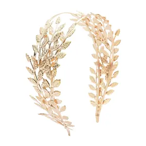 2021luxury Wedding Hair Accessories Hairbands Headbands for Girls Diademas Leaf Shape Gold Metal Hair Decoration Women