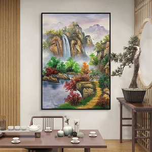 Decoración del hogar hermoso paisaje chino pintura montaña río pintura <span class=keywords><strong>al</strong></span> óleo pared arte grandes pinturas <span class=keywords><strong>paisajes</strong></span> - Product Image 3