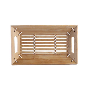 Plateau de service rectangulaire en bambou Ok 275, en bois naturel, pour thé, pain, rangement alimentaire, pains vapeur, plateau de cuisine, style coréen simple - Product Image 5