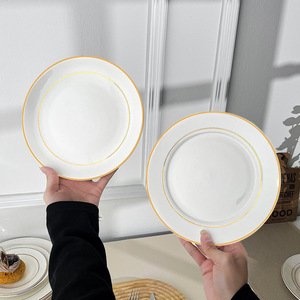 Piatto rotondo in ceramica per cibo occidentale doppio <span class=keywords><strong>disegno</strong></span> in oro con bordo oro creativo bistecca piatto per la <span class=keywords><strong>colazione</strong></span> - Product Image 3