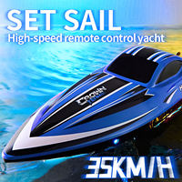 Bateau télécommandé électrique HJ818 35KM/H 2.4G 200M, étanche avec lumière nocturne, moteur à balais, yacht de luxe, jouet télécommandé pour enfants pour lac