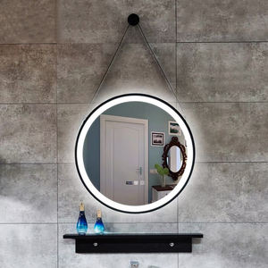 Espejo LED redondo de alta calidad con estante <span class=keywords><strong>para</strong></span> baño, espejo de cristal colgado en la pared con pantalla de <span class=keywords><strong>tiempo</strong></span> y temperatura, 1 unidad - Product Image 1