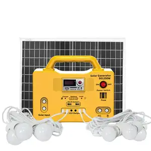 BLUESWIFT Hot Sale Portable Solar Energi Listrik Sistem Menghasilkan 20W 30W 50W 100W Sistem Tenaga Surya dengan Bohlam