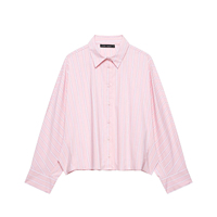 Chemise rayée à manches larges pour femme, modèle 2026, coupe décontractée, chemisier de bureau avec boutons sur le devant, OEM/ODM par une usine chinoise