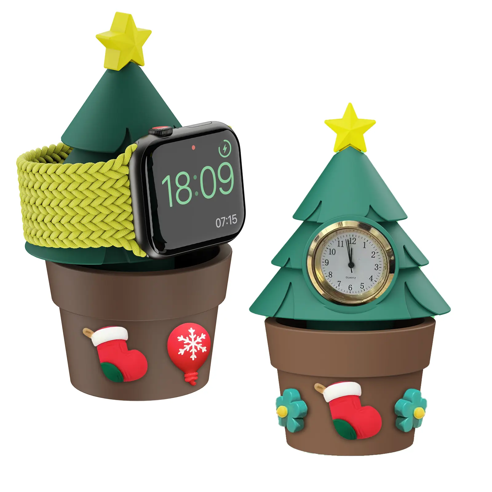 DIYクリスマスギフトプレゼントデコレーションデスククロックシリコンホルダースタンドチャージャーforSmart Watch Charger for Apple Watch serie 98