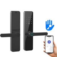 Cerradura Inteligente para Puerta Interior de Madera con Manija, Entrada con Llave de Hotel, Reconocimiento de Huella Dactilar, Carga de Emergencia USB, Cerraduras Inteligentes