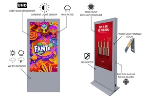 Asianda Màn Hình <span class=keywords><strong>LCD</strong></span> Đứng Sàn Điện Dung Ngoài Trời Bảng Quảng Cáo Biển Báo Kỹ Thuật Số <span class=keywords><strong>LCD</strong></span> Kiosk Màn Hình Hiển Thị Ngoài Trời - Product Image 5