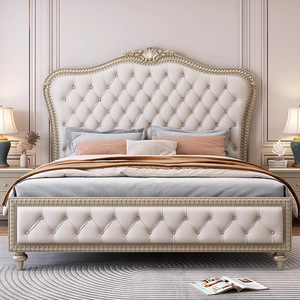 Upholstered <b>Bed</b> 1.8m Rubber Wood Storage High Box Light Luxury Master Bedroom <b>Double</b> <b>Bed</b> - Product Image 1